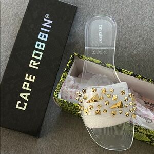 Cape Robbin Transparent Slides with Gold Accents